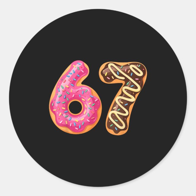 Adesivo 67 Six Seven Donut Meme Funny Sweet Sprinkles  (Frente)