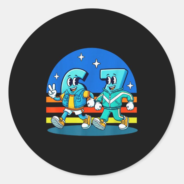 Adesivo 67 Six Seven Fun Meme Funny Design Kids School  (Frente)