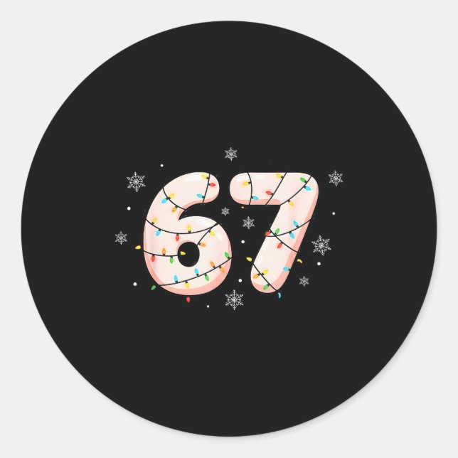 Adesivo 67 Six Seven Meme Gen Alpha Slang Christmas Lights (Frente)