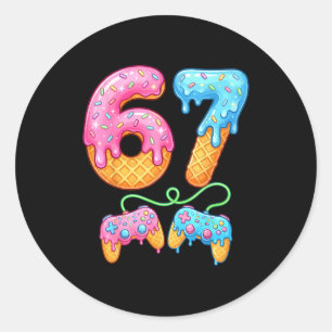 Adesivo 67 Sorvete Drip Meme Gamer Six Seven Geração Alpha