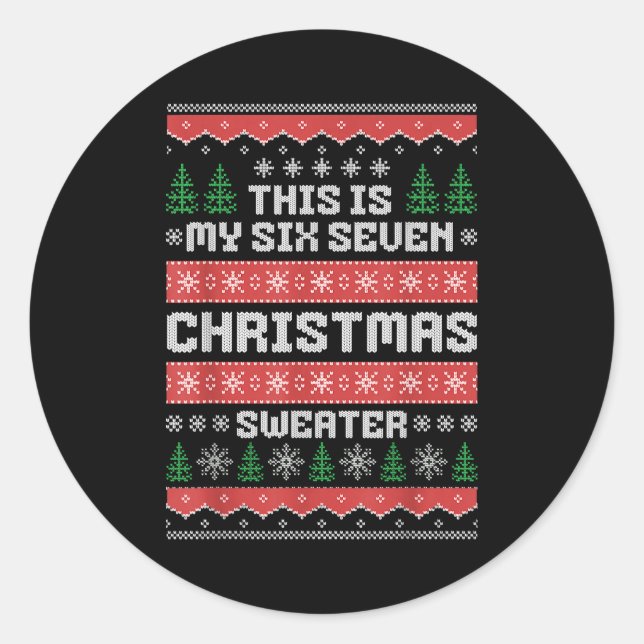 Adesivo 67 Ugly Christmas Sweater Six Seven Meme Xmas Whit (Frente)