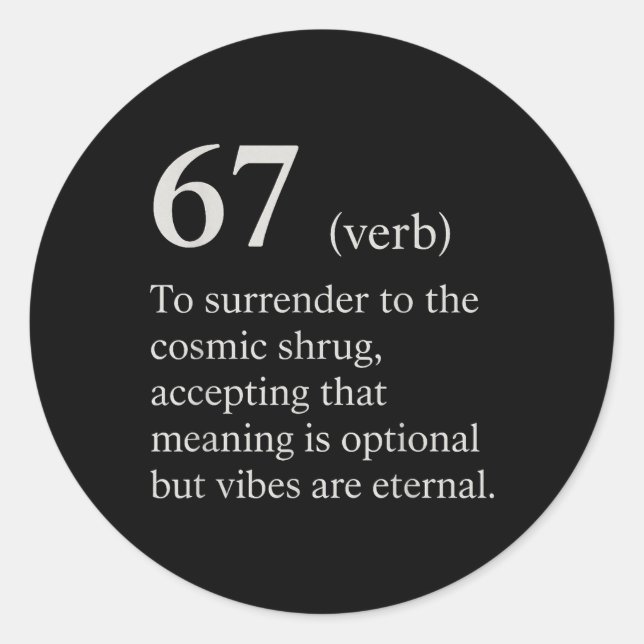 Adesivo 67 Verb Definition Meme Funny Internet Joke Trendi (Frente)