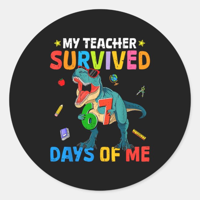 Adesivo 67th Day Of School My Teacher Survived 67 Days Boy (Frente)
