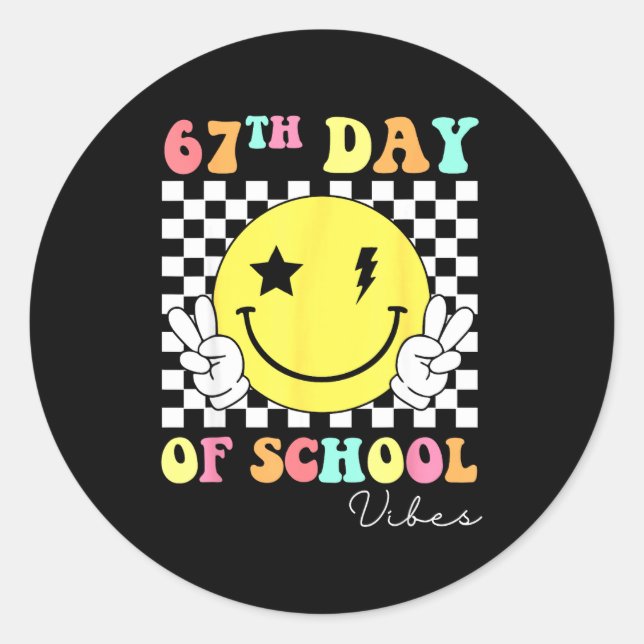 Adesivo 67th Day Of School Smile Face 67 Six Seven Meme Gi (Frente)