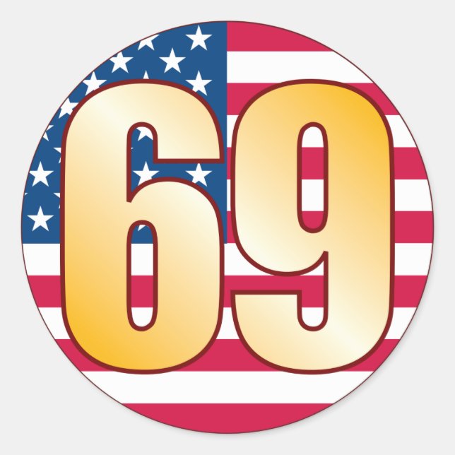 Adesivo 69 EUA Dourado (Frente)