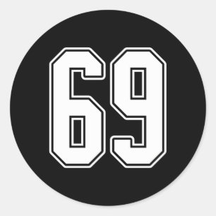 Adesivo 69 White Outline Number 69 Sports Fan Jersey Style