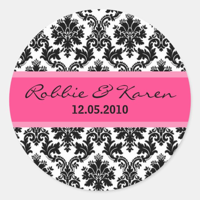 Adesivo 6 - 3", "Black Damask & Hot Pink Favkers" (Frente)