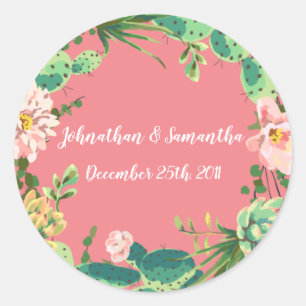 Adesivo 6 - 3" Favor dos Stickers Bohemian Cactus Succults