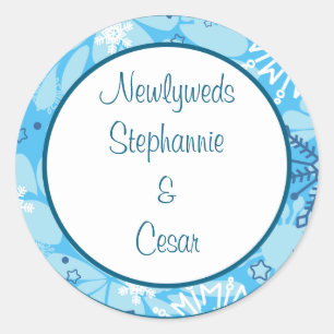 Adesivo 6 - 3" Favor Stickers Blue Tree / Flocos de neve