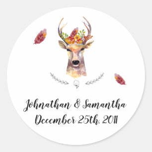 Adesivo 6 - 3" Favor Stickers boho Buck Head Brownin