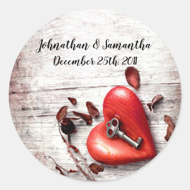 Adesivo 6 - 3" Favor Stickers Country Wood Key to my Heat (Frente)