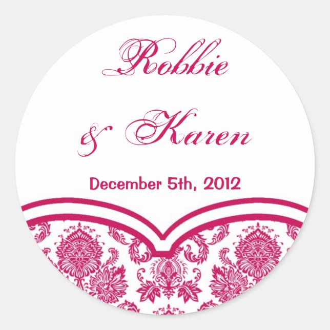 Adesivo 6 - 3" Favor Stickers Fusia White Damask Lace Prin (Frente)