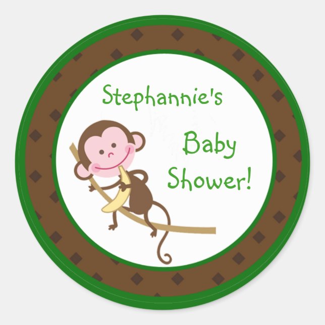 Adesivo 6 - 3" Favor Stickers Macaco Swing Jungle Safari (Frente)
