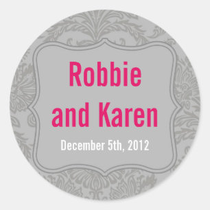 Adesivo 6 - 3" Favor Stickers Modern Cinza Damask Lace Pri