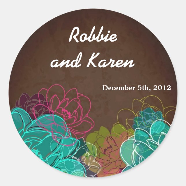 Adesivo 6 - 3" Favor Stickers Neon Primavera Flor Floral (Frente)