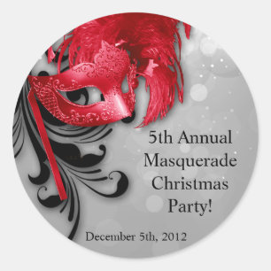 Adesivo 6 - 3" Favor Stickers Red on Silver Mascarada