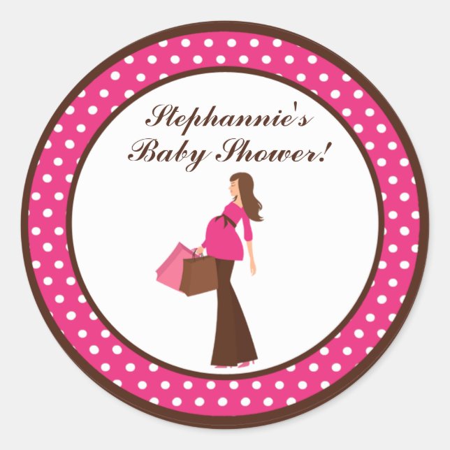 Adesivo 6 - 3" Favor Stickers Rosa Mod Bolinhas Mãe (Frente)