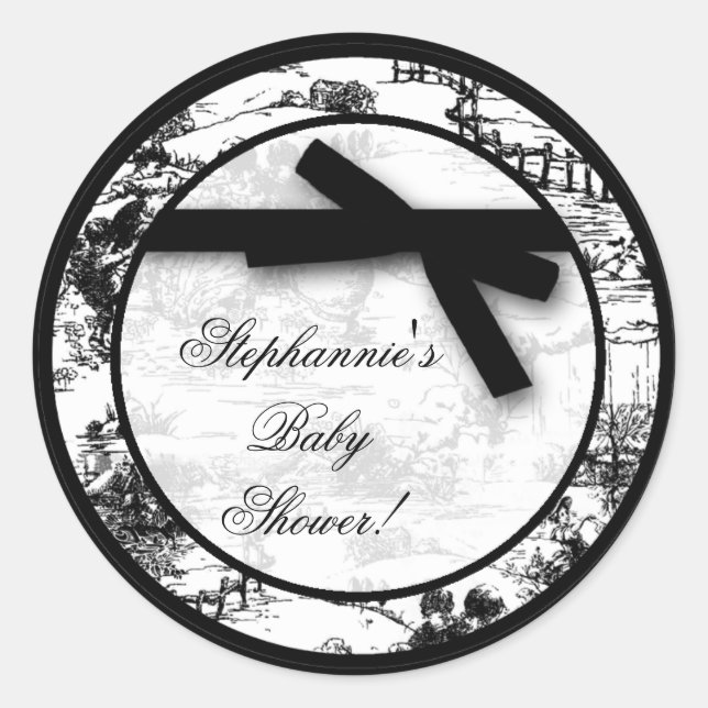 Adesivo 6 - 3" Favor Vinhetas Tecido branco preto (Frente)