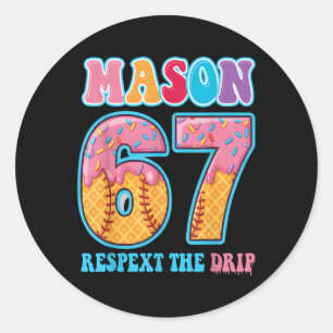 Adesivo 6 7 Beisebol Mason Drip Número 67 Jogador Ou Anive