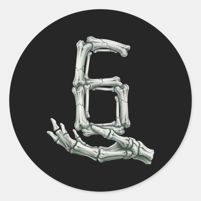 Adesivo 6 7 Halloween Skeleton Funny 67 Meme Gen Alpha Six (Frente)