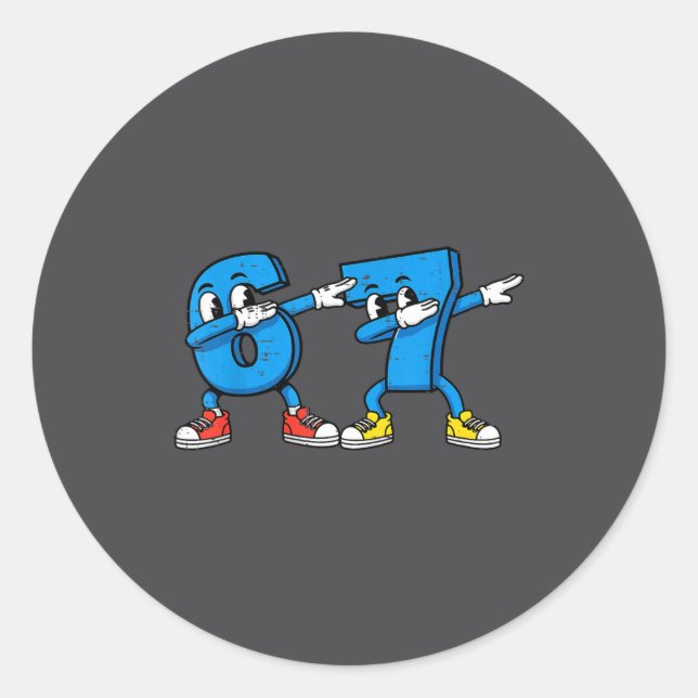 Adesivo 6 7 Meme Dab Números (Frente)