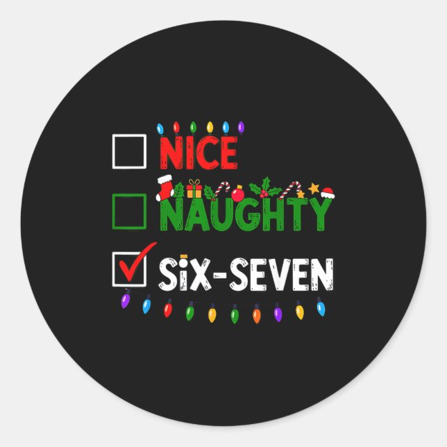 Adesivo 6-7 Meme Nice Naughty Six Seven 67 Christmas  (Frente)