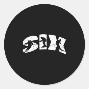 Adesivo 6 Aniversário Retro Esqui Esqui Meninos De 6 Anos 