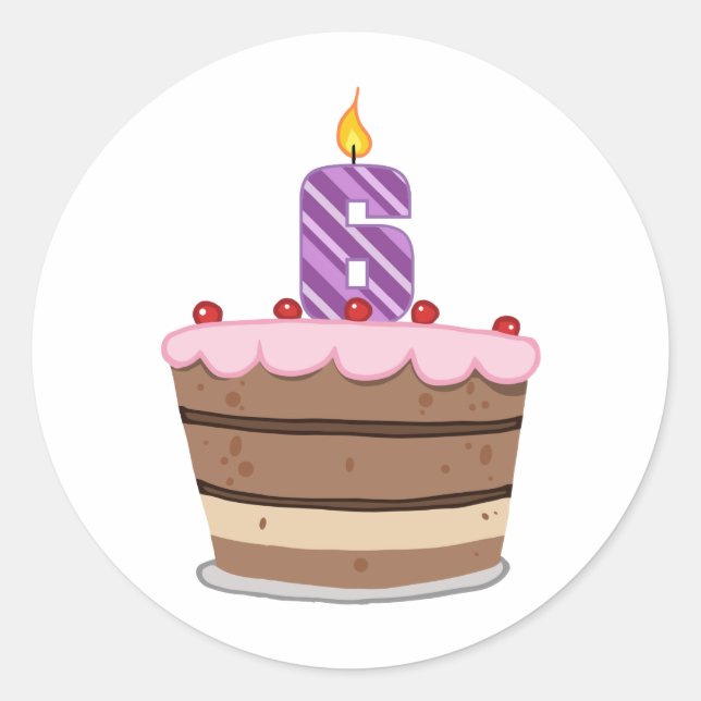 Adesivo 6 anos no Bolo de Aniversário (Frente)