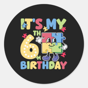 Adesivo 6 Autismo Festa de aniversário 6 Anos