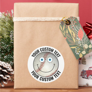 Adesivo 6 Baseball Personalizado Texto Feliz Face 3"