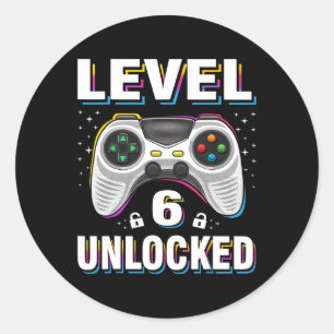 Adesivo 6 Birthday Boy Level 6 Unlocked Video Gamer 6 Ye
