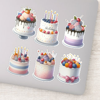 Adesivo 6 Bolos de Aniversário