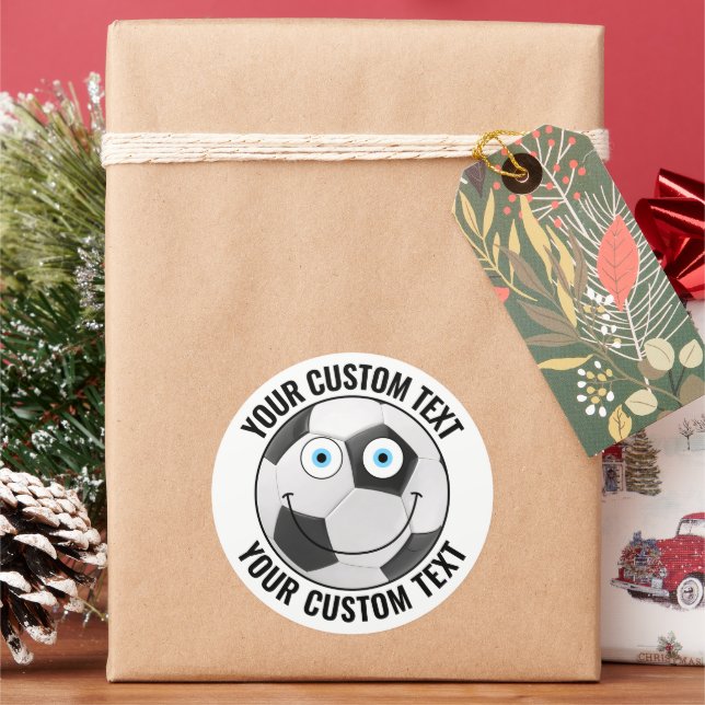 Adesivo 6 Esfera de futebol Texto Personalizado Face Feliz (Feriado)