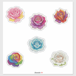 Adesivo 6 rosas coloridas