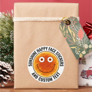 Adesivo 6 Rosto Feliz Sol Personalizado Texto 3" Personali