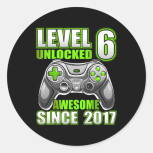 Adesivo 6 Unlocked Awesome 2017 Video Game 6th Birthday 1