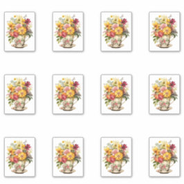 Adesivo 6 Xícara de Flores