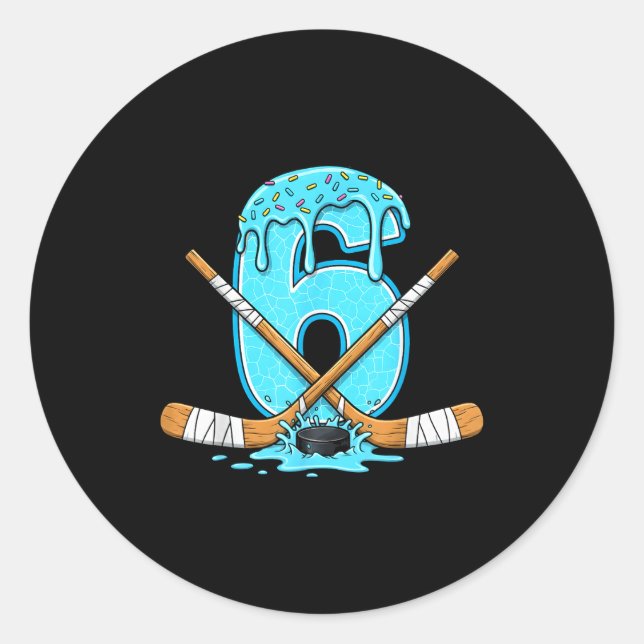 Adesivo 6 Year Old Hockey Ice Cream Drip Youth 6th Birthda (Frente)