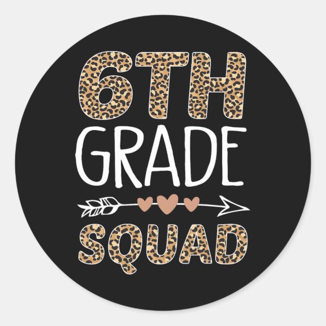 Adesivo 6th Grade Squad Leopard Teacher Student  (Frente)