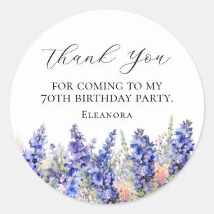 Adesivo 70 Aniversário Azul Julho Azul Flor Personalizado 