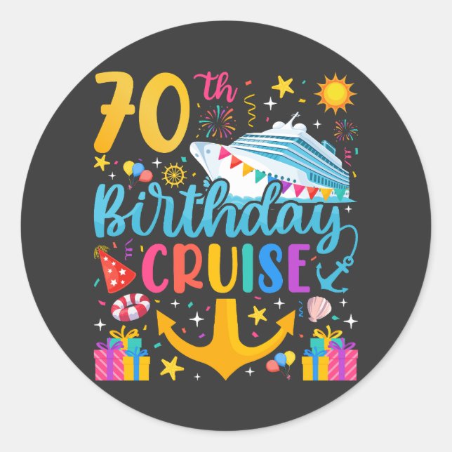 Adesivo 70 Birthday Cruise B-Day Party (Frente)