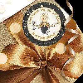 Adesivo 70 Birthday Dourado Cartoon Chic Classy