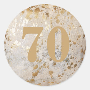 Adesivo 70 Birthday Dourado Cowhide Modern
