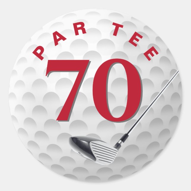 Adesivo 70 Birthday Golf Ball Classker Round Sticker (Frente)