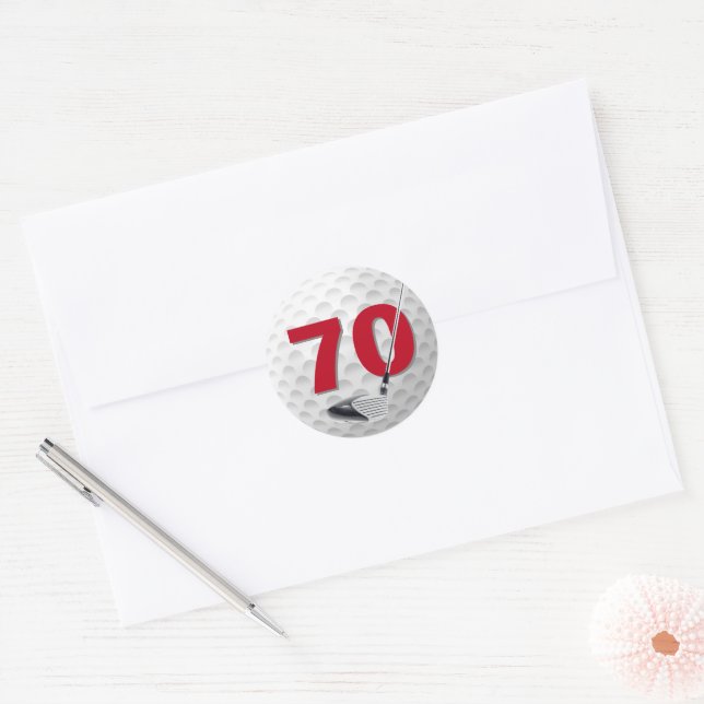 Adesivo 70 Birthday Golf Ball Design (Envelope)