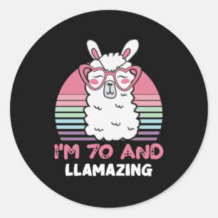 Adesivo 70 Birthday Llaming Llama 70 Anos de Idade