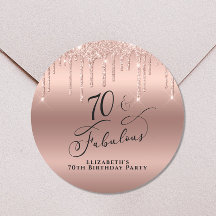 70 Birthday Rosa Dourada Glitter