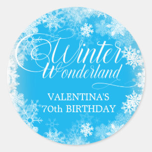 Adesivo 70 Birthday Winter Wonderland Snowflake Favor