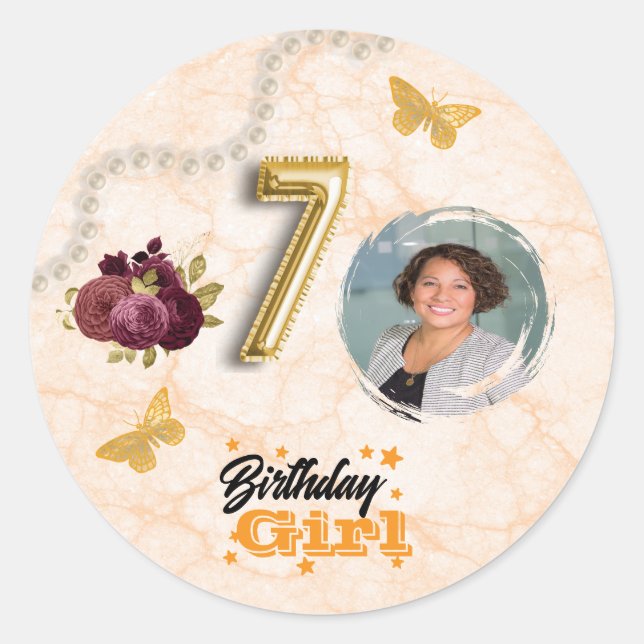 Adesivo 70 Dourado Balloon Number & Red English Rosas (Frente)