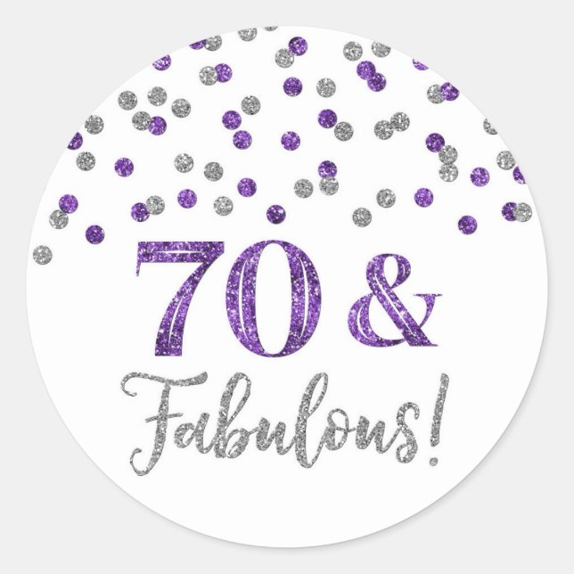 Adesivo 70 e fabulosa Prata Roxo Confetti (Frente)